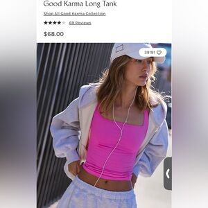 NWOT Free People Good Karma Long Tank in Fuchsia Flirt M/L